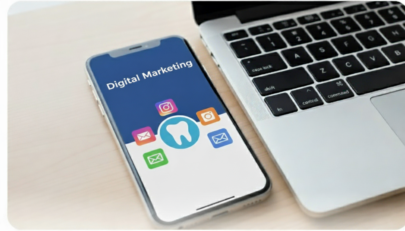 image showing laptop and phone with Digital Marketing