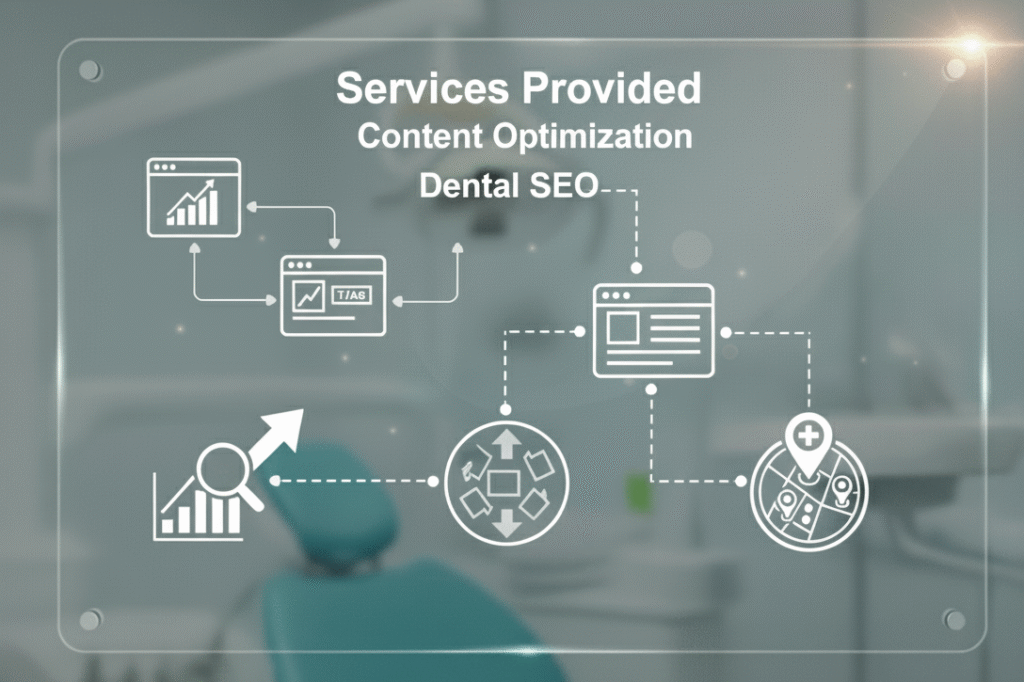 Services provided Content Optimization and dental seo