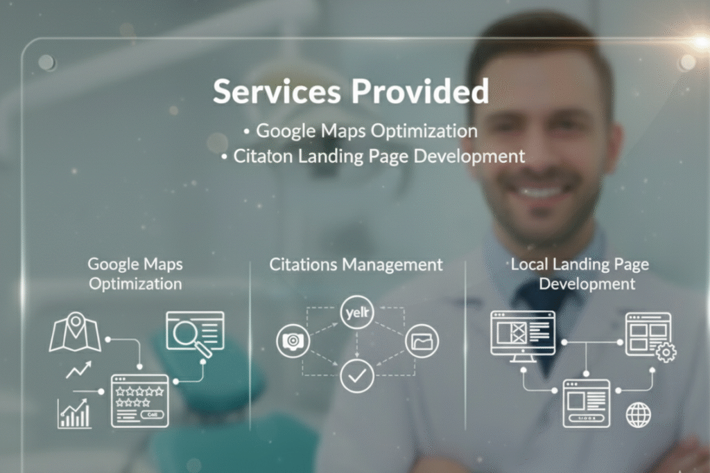 Services provided Google Maps, Citations, Local landing