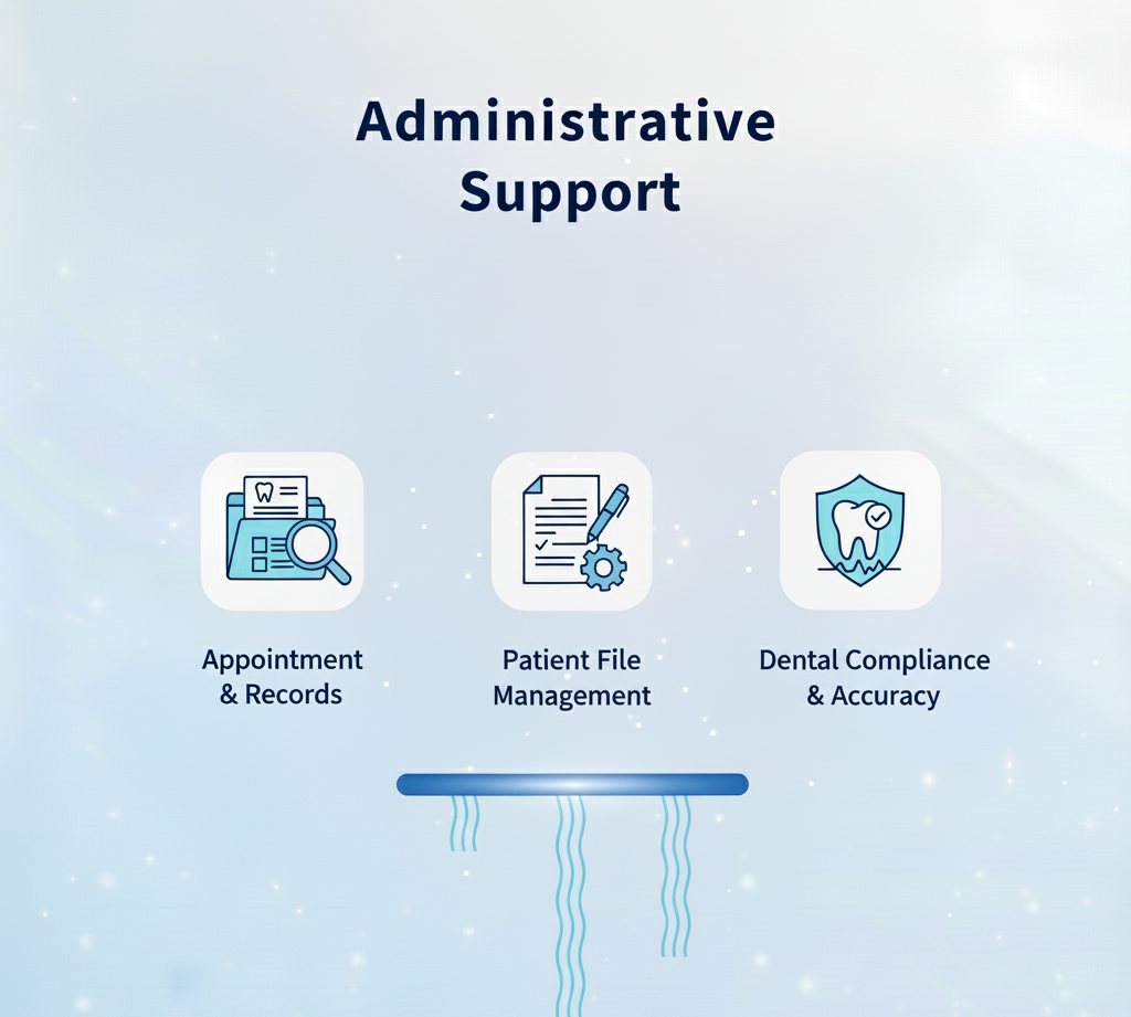 Image in light blue showing administrative support