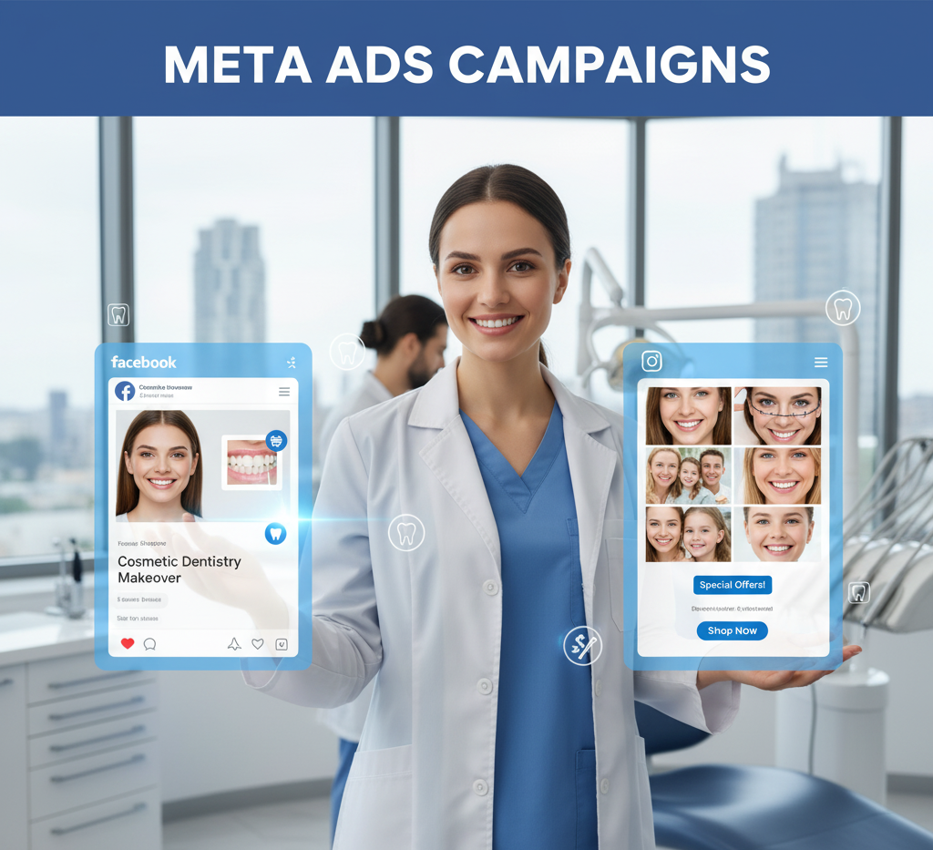 Image of girl showing meta ads compaign